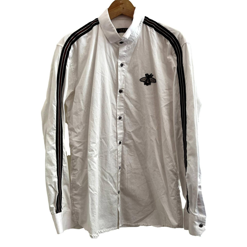 Gucci Classic White Button Down Shirt Bumblebee P… - image 1